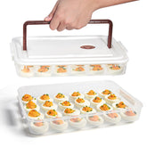 77L deviled egg container with lid showing 48-egg capacity for fridge storage