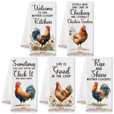 9tilight rooster-pattern dish towels add rustic charm while drying dishes quickly.