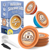 AANQQ reusable lids for Vertuo pods illustrate compatibility with VertuoLine machines for reliable brewing.