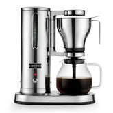 Aarke coffee maker front view shows a sleek stainless steel design for modern kitchens.