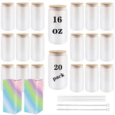 ABBSH frosted sublimation glass cup with bamboo lid, ideal for personalized beverages.
