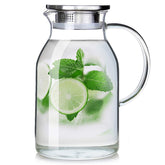Abdodar 88oz glass pitcher with lid and spout for hot or cold drinks.