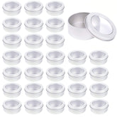 Abgream 2oz round tin with clear top for quick item identification