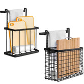 Aboevnc cabinet door organizer with towel bar holding cutting boards