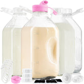 Absovetu 4-pack 64 oz glass milk jars with airtight lids for fresh storage