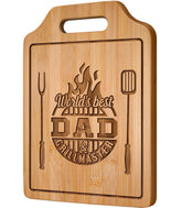AceThrills engraved bamboo cutting board viewed top-view, gift-ready presentation.