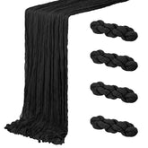 ACSUIT four-pack black cheesecloth table runner on-table creates elegant dining ambiance