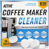 ACTIVE coffee machine cleaner tablets in a 24-count row for easy maintenance