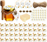 Adabocute honey pot hexagon jar with wood dipper, ideal for favors.