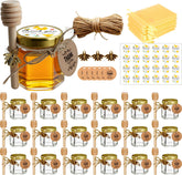 Adabocute mini honey jar with gold lid and bee pendant, ideal for wedding favors.
