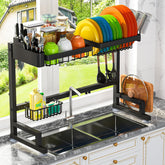 ADBIU Fit Sink Dish Rack installed over sink for organized drying space