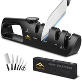Addyno 4-in-1 sharpener with angle guide ensures precise bevels for kitchen knives.
