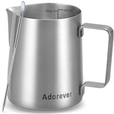Adorever 16oz milk frothing pitcher with stainless steel body for smooth latte foam.