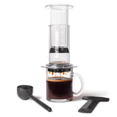 AeroPress Clear Coffee Press in travel-ready design, showing the transparent chamber for fast, controlled brews.