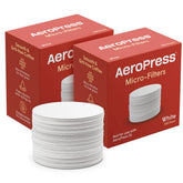 AeroPress filters in box highlighting compostable packaging.