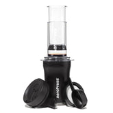 AeroPress Go Plus travel coffee press ready for on-the-go brewing.