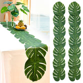 AerWo palm leaves table runner drape adds lush ambiance for tropical weddings and parties.