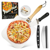 AGIgear aluminum pizza peel with wooden handle for precise, safe sliding.