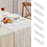 AGIRL 6-pack white cheesecloth table runner on table for elegant wedding decor