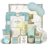 AHAGIFTREE cerulean gift basket top view for a luxurious get well gesture