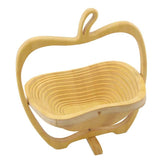 AHBLQD natural bamboo foldable fruit basket in apple shape on countertop for stylish storage