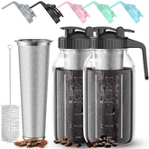 AHOMSEL 2-pack cold brew jars with handles for easy fridge storage and pouring.
