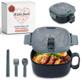 AI LOVE PEACE ramen bowl with lid 1500ml for quick reheating on the go