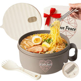 AI LOVE PEACE ramen bowl front view highlights 40 oz capacity for quick meals.