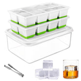 AIBIRUI 2-inch square ice tray with lid and bin for uniform cubes