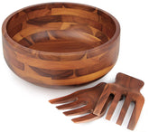 AIDEA Acacia wood salad bowl large with hands for easy serving and healthy meals