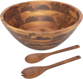 AIDEA large acacia salad bowl showing natural grain, ideal for tossing and serving family salads.