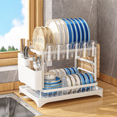 AIDERLY two-tier dish drying rack in iron finish keeps counters organized