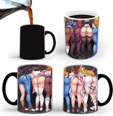 Aigori color-change mug reveals playful illustration as hot beverage warms