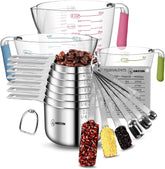 AIKEXIN stackable measuring cups and spoons set saves space in your kitchen.