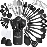 AIKKIL 43pcs kitchen set, versatile utensils for daily cooking and nonstick cookware care
