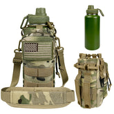 AIKOTOO 32oz water bottle in military green for rugged outdoor hydration.