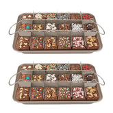 Ailelan brownie pan with dividers showing 18 pre-slice sections for even baking