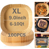 Ailifeer 9inch XL square air fryer liner pack, oil-proof and non-stick for easy cleanup.