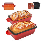 AILITOR 9x5 enameled loaf pan with lid, showcasing 2-in-1 versatility for baking bread.