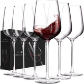 AILTEC wine glasses set six in clear crystal for stylish tasting experiences.