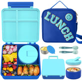 Aimsnk blue kids bento lunchbox with leakproof compartments for mess-free meals