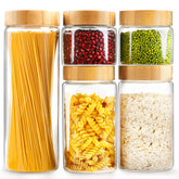 AISIPRIN 80oz airtight glass jar with bamboo lid keeps pantry staples fresh.
