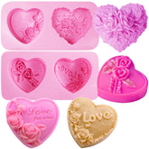 AITRAI heart molds with 3D flower pattern for beautiful chocolates and candies.