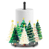 Ajiusmm Christmas Tree Paper Towel Holder in green, festive countertop decor.
