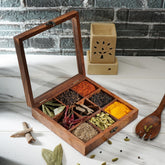 Ajuny spice box with glass lid showcases spices for quick selection on the counter