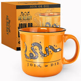 AK Ready Join Or Die mug in ceramic 17oz for a robust morning brew.