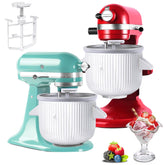 Akiosk ice cream maker attachment with bowl on a KitchenAid for smooth churns