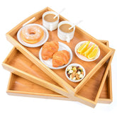 AKKAJJ 3-pack bamboo serving trays in beige, large size, ideal for breakfast in bed
