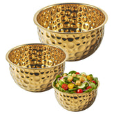 AKODENORA Gold mixing bowls with hammered finish for stylish food prep.