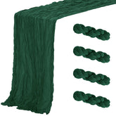 Aktor Emerald Green table runner edge detail showcases sheer gauze.
